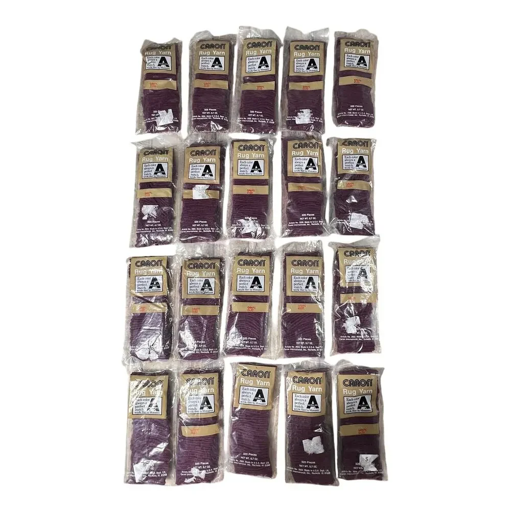 CARON Vintage Rug Yarn Grape 0122 Lot 20 Packs Acrilan Latch Hook 320 Pc USA
